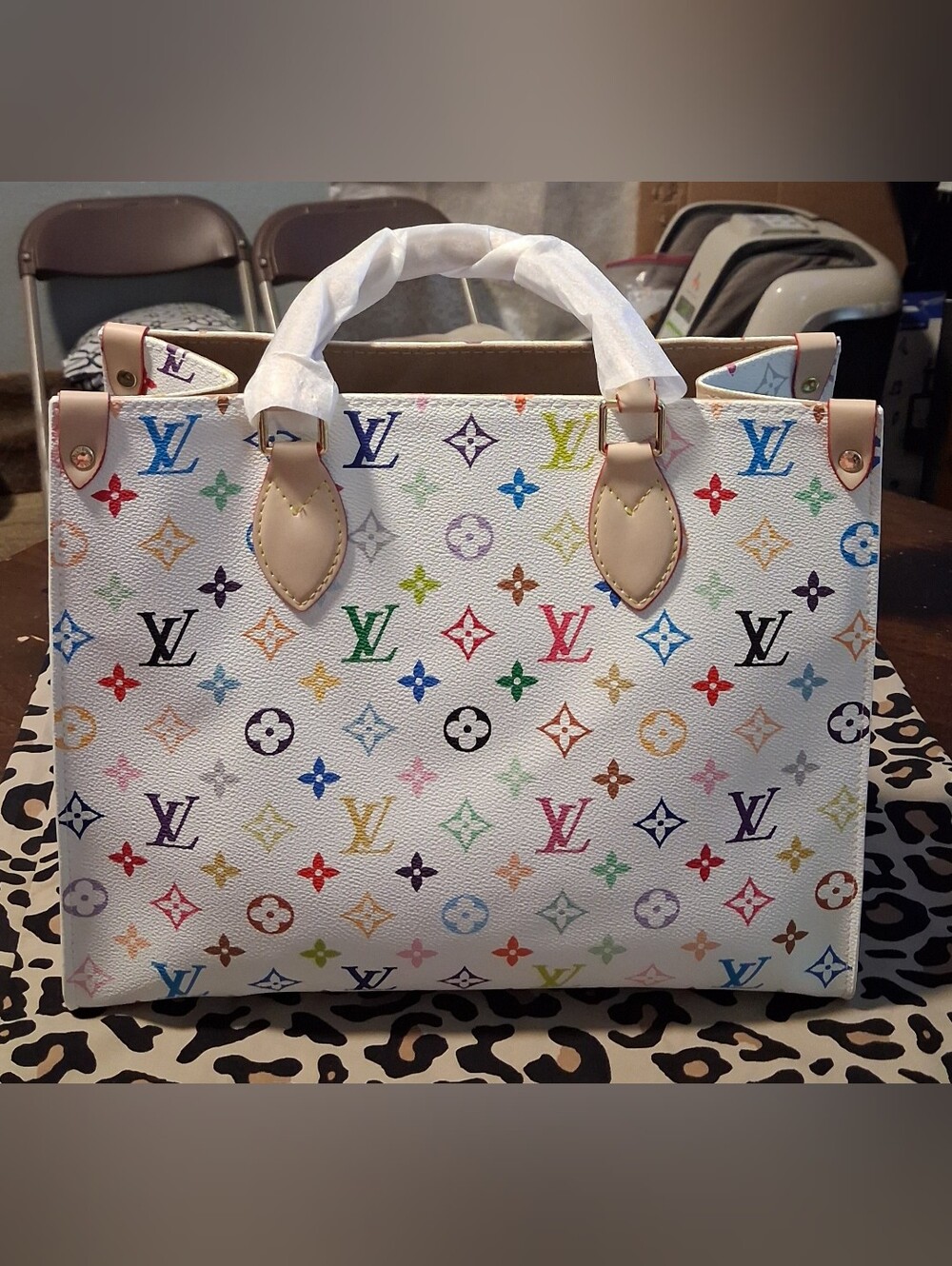 Multicolor Monogram Canvas Tote Bag - White Multicolor